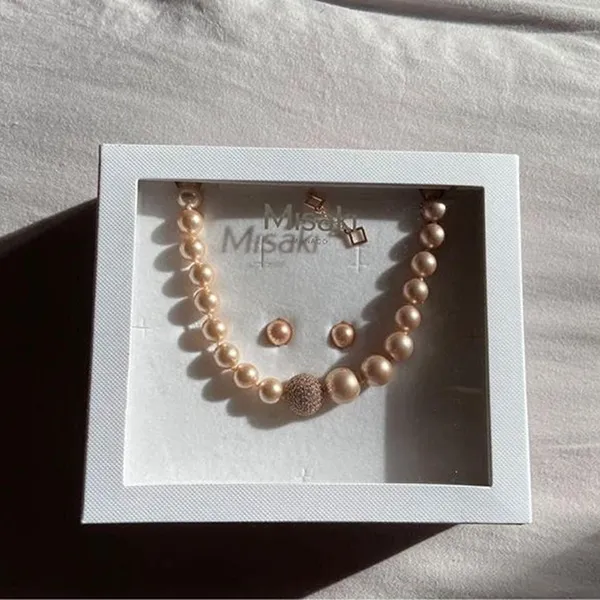 Set Dây Chuyền + Khuyên Tai Misaki Monaco Coffret Enjoy Box Màu Vàng Hồng - Trang sức - Vua Hàng Hiệu