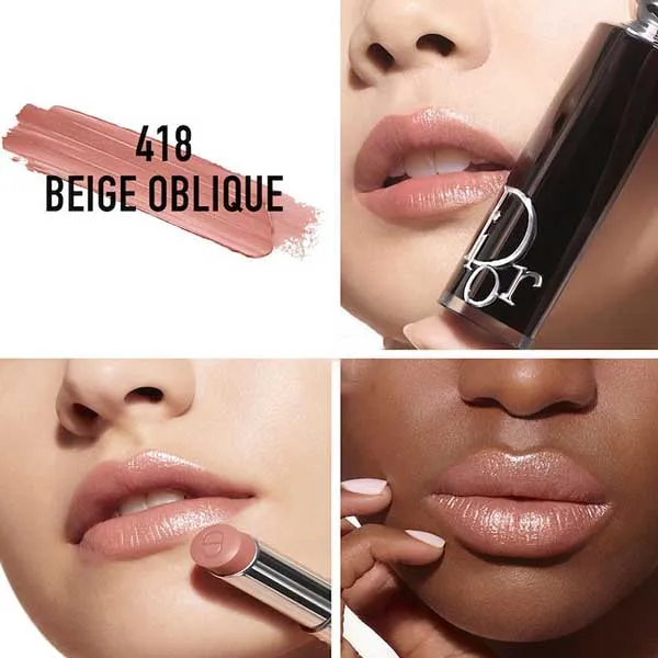 Son Dior Addict 418 Beige Oblique Màu Hồng Nâu