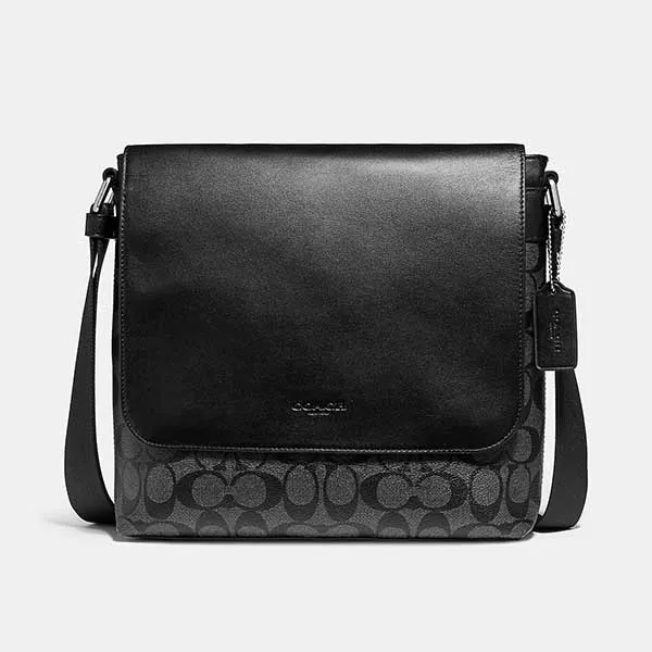Túi Đeo Chéo Nam Coach Charles Small Messenger In Signature Canvas F54771 Màu Đen Xám