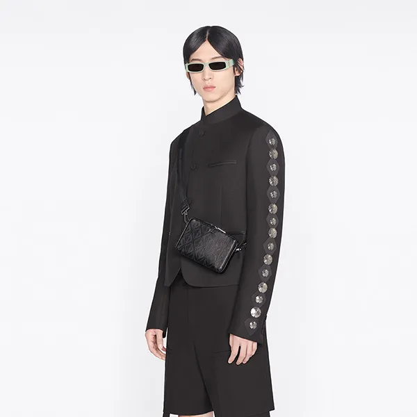 Túi Đeo Chéo Nam Dior Pouch With Strap Black CD Diamond Canvas Màu Đen - Túi xách - Vua Hàng Hiệu