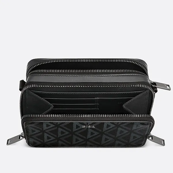 Túi Đeo Chéo Nam Dior Pouch With Strap Black CD Diamond Canvas Màu Đen - Túi xách - Vua Hàng Hiệu