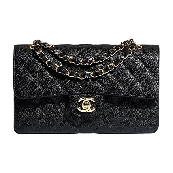 Chanel Classic ML Medium Double Flap Bag Black Caviar 24K Gold Hardwa   Coco Approved Studio