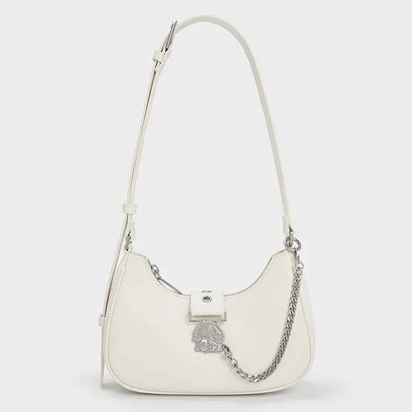 Túi Đeo Chéo Nữ Charles & Keith CNK Judy Hopps Belted Bag Cream 40271111 Màu Kem