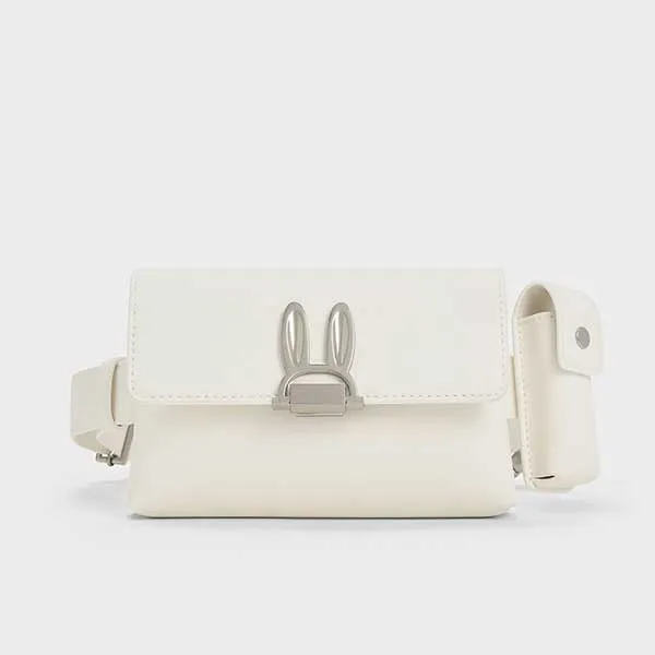 Túi Đeo Chéo Nữ Charles & Keith CNK Judy Hopps Belted Pouch Cream 81210021 Màu Kem