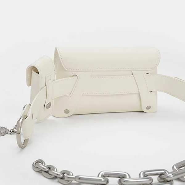 Túi Đeo Chéo Nữ Charles & Keith CNK Judy Hopps Belted Pouch Cream 81210021 Màu Kem