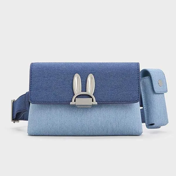 Túi Đeo Chéo Nữ Charles & Keith CNK Judy Hopps Denim Belted Pouch 81210021 Màu Denim Blue