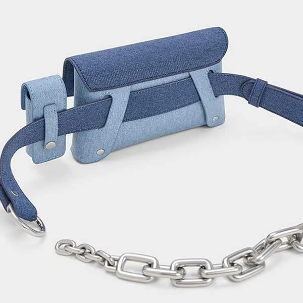 Túi Đeo Chéo Nữ Charles & Keith CNK Judy Hopps Denim Belted Pouch 81210021 Màu Denim Blue