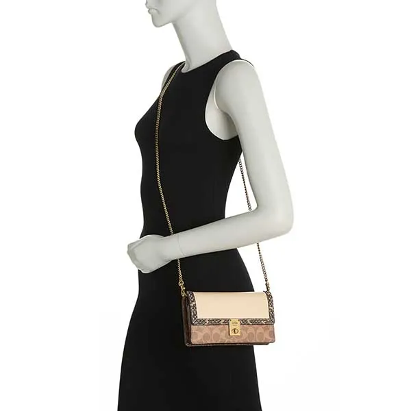 Túi Đeo Chéo Nữ Coach Coated Canvas Signature Crossbody Bag C2629 Màu Nâu Be