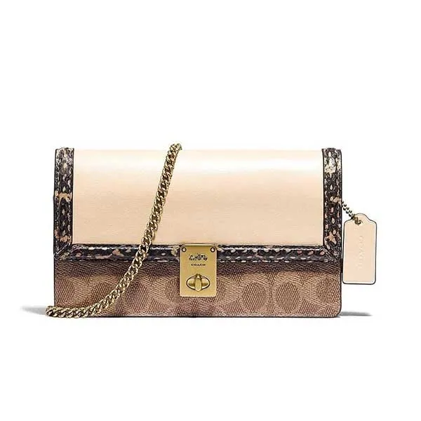 Túi Đeo Chéo Nữ Coach Coated Canvas Signature Crossbody Bag C2629 Màu Nâu Be