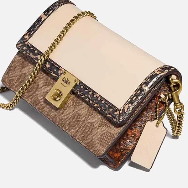 Túi Đeo Chéo Nữ Coach Coated Canvas Signature Crossbody Bag C2629 Màu Nâu Be