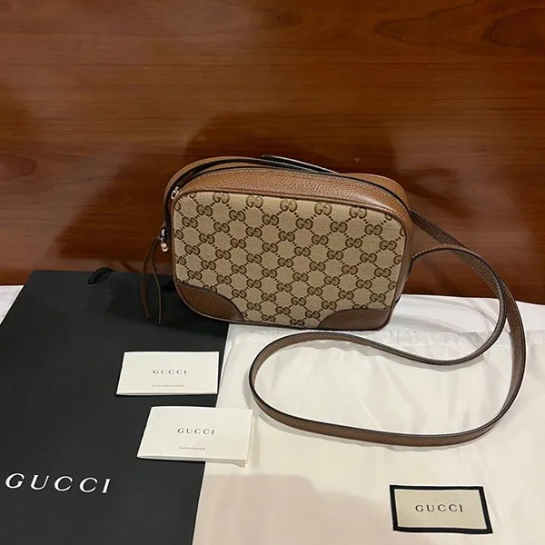 Túi Đeo Chéo Nữ Gucci Bree Beige Original Canvas GG Logo Cross Body Bag Màu Nâu