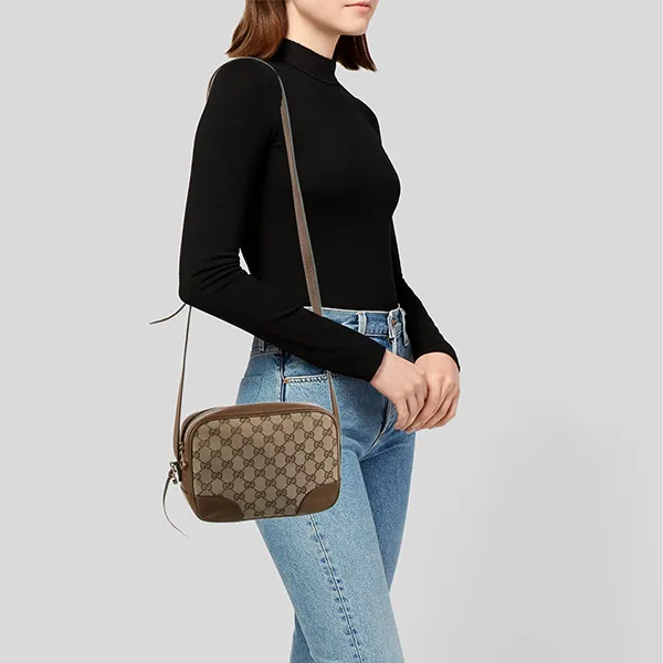 Túi Đeo Chéo Nữ Gucci Bree Beige Original Canvas GG Logo Cross Body Bag Màu Nâu