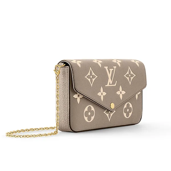 Túi Đeo Chéo Nữ Louis Vuitton LV  Félicie Pochette Bag M69977 Màu Xám - 3