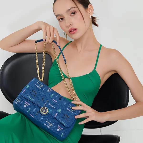 Túi Đeo Chéo Nữ Lyn Remi Denim Crossbody Bags LL23CBF141 Màu Xanh Denim