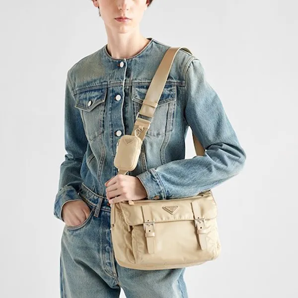 Túi Đeo Chéo Nữ Prada Re-Nylon Shoulder Bag Màu Be - Túi xách - Vua Hàng Hiệu