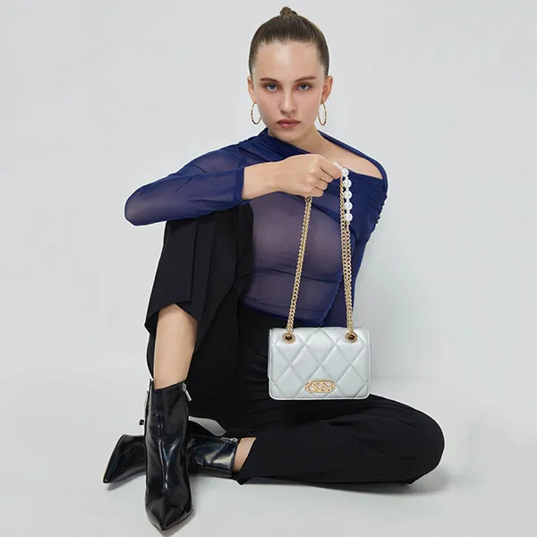 Túi Đeo Vai Nữ Lyn Sphere Xs Crossbody Bags LL23CBF007 Màu Bạc Trắng