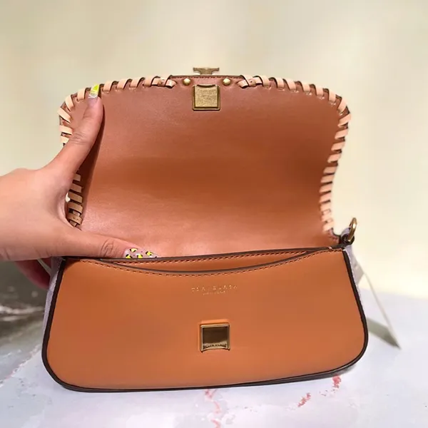 Túi Đeo Vai Nữ Tory Burch Britten Mixed Material Crossbody Bag 143943 Màu Nâu