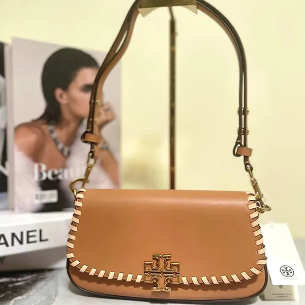 Túi Đeo Vai Nữ Tory Burch Britten Mixed Material Crossbody Bag 143943 Màu Nâu