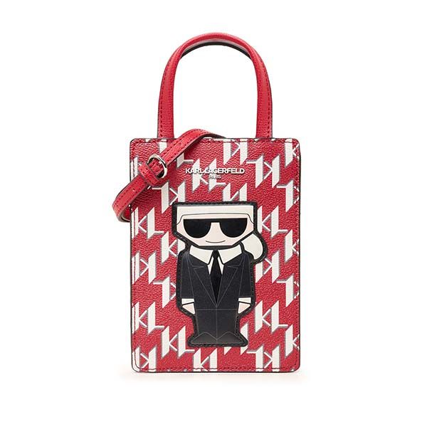 Túi Đựng Điện Thoại Nữ Karl Lagerfeld Maybelle Monogram Cell Phone Bag Màu Đỏ Trắng - 3