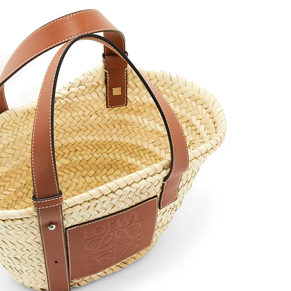 Túi Tote Loewe Small Basket Bag In Palm Leaf And Calfskin Màu Kem Nâu - Túi xách - Vua Hàng Hiệu