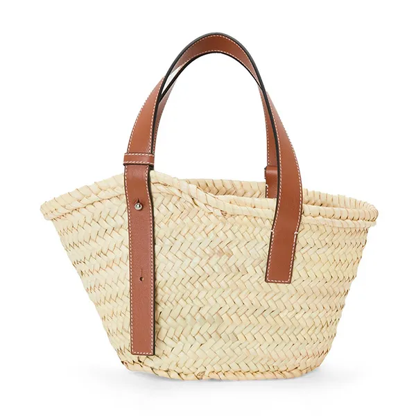 Túi Tote Loewe Small Basket Bag In Palm Leaf And Calfskin Màu Kem Nâu - Túi xách - Vua Hàng Hiệu