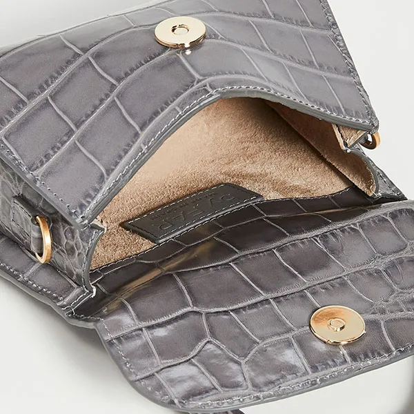 Túi Xách Nữ By Far Croc-embossed Calfskin Leather Mini Bag Màu Xám - Túi xách - Vua Hàng Hiệu