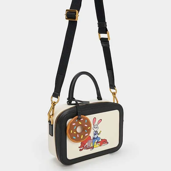 Túi Xách Nữ Charles & Keith CNK Judy Hopps Boxy Satchel 51210025 Màu Đen Trắng