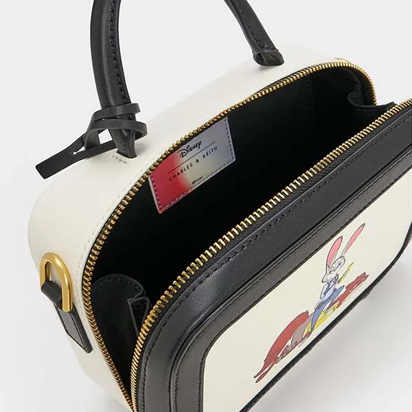 Túi Xách Nữ Charles & Keith CNK Judy Hopps Boxy Satchel 51210025 Màu Đen Trắng