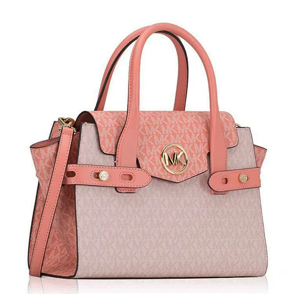 Túi Xách Tay Nữ Michael Kors MK Medium Signature Carmen In Sherbert Multi 35S2GNMS8V Màu Hồng Cam - Túi xách - Vua Hàng Hiệu