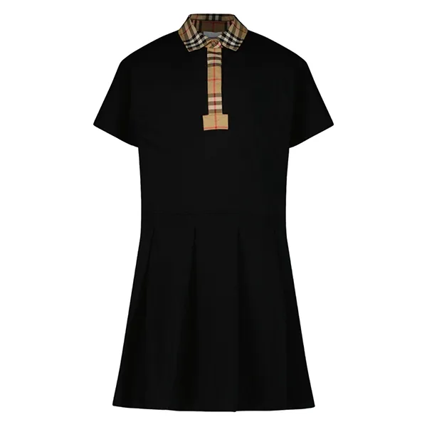 Váy Polo Nữ Burberry Black With Collar Check Camel Printed 8053563 Màu Đen