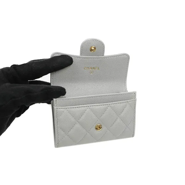 Ví Chanel Classic Caviar Quilted Flap Card Holder Grey Gold Hardware Màu Xám - Túi xách - Vua Hàng Hiệu