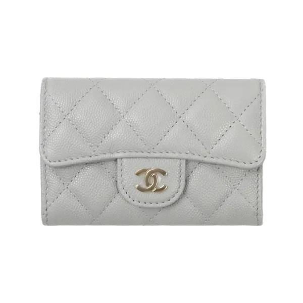 Ví Chanel Classic Caviar Quilted Flap Card Holder Grey Gold Hardware Màu Xám - Túi xách - Vua Hàng Hiệu