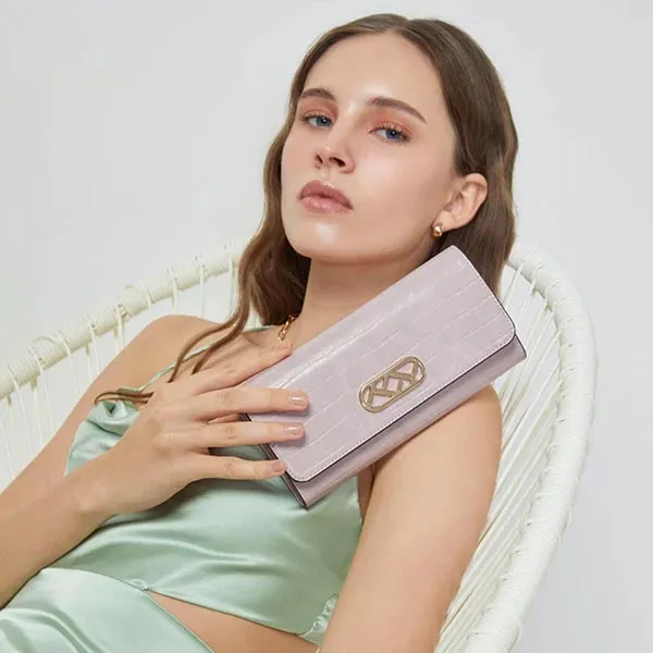 Ví Nữ Lyn Tabi Croco Long Wallets LL23CWF005 Màu Hồng