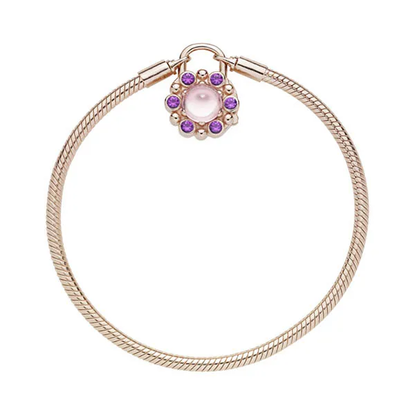 Vòng Đeo Tay Nữ Pandora Moments Rose Padlock Bracelet, Heraldic Radiance 587635NPM Màu Vàng Hồng Size 16