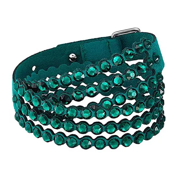 Vòng Đeo Tay Nữ Swarovski Bracelet Power Green Fabric Crystals Double Wrap 5511700 Màu Xanh Lá