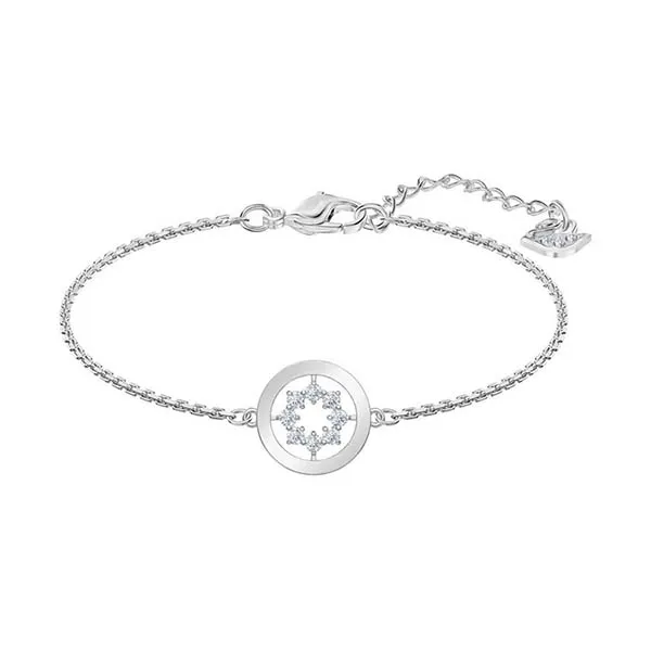 Vòng Đeo Tay Nữ Swarovski Further Bracelet Round Shape, White, Rhodium Plated 5499003 Màu Bạc