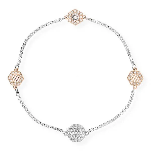 Vòng Đeo Tay Nữ Swarovski Remix Srand Hexagon 5371191 Màu Vàng Hồng Size M