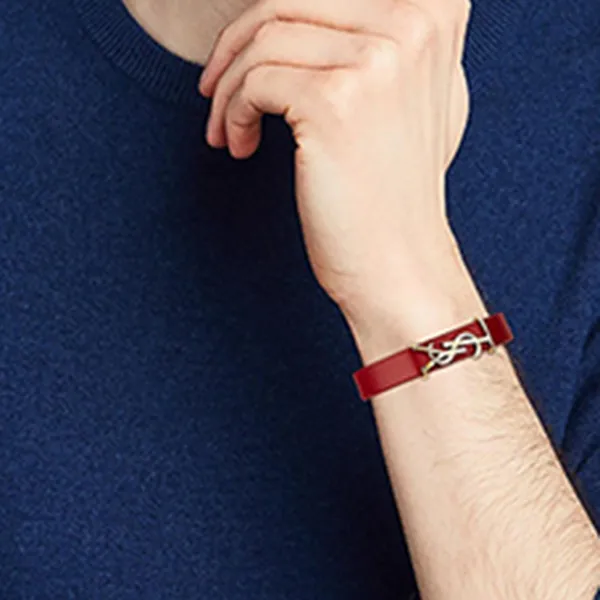 Vòng Đeo Tay Unisex Yves Saint Laurent YSL Opyum Leather Bracelet Màu Đỏ