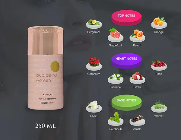 Xịt Body Nước Hoa Nữ Armaf Club De Nuit For Women Perfume Body Spray 250ml