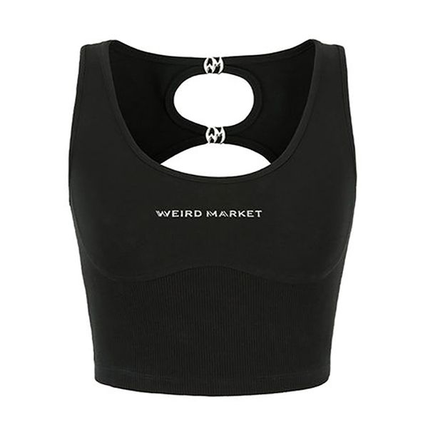 Áo Ba Lỗ Nữ Weird Market Hollow Out Back Knit Vest Black Màu Đen - 1