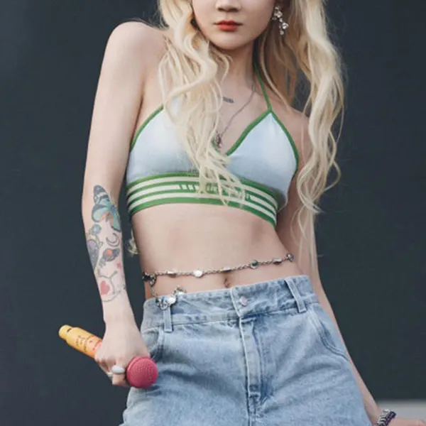 Áo Ngực Weird Market Stripe Sport Bra Màu Xanh