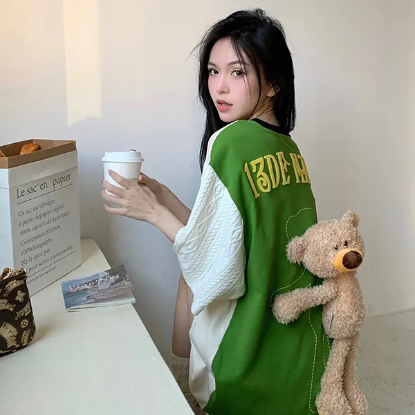 Áo Phông 13 De Marzo Bear Knit Sleeve Tshirt Foliage Phối Màu Size S - Thời trang - Vua Hàng Hiệu
