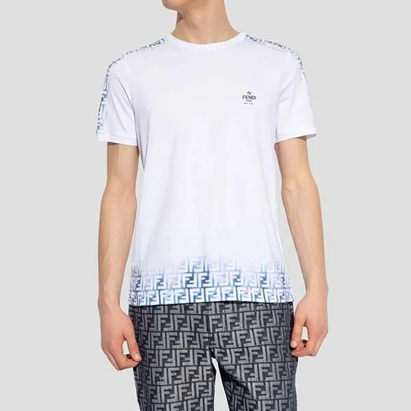 Áo Phông Nam Fendi Monogram Fade Print Tshirt FY0894 AN21 F0QR0 Màu Trắng - Thời trang - Vua Hàng Hiệu