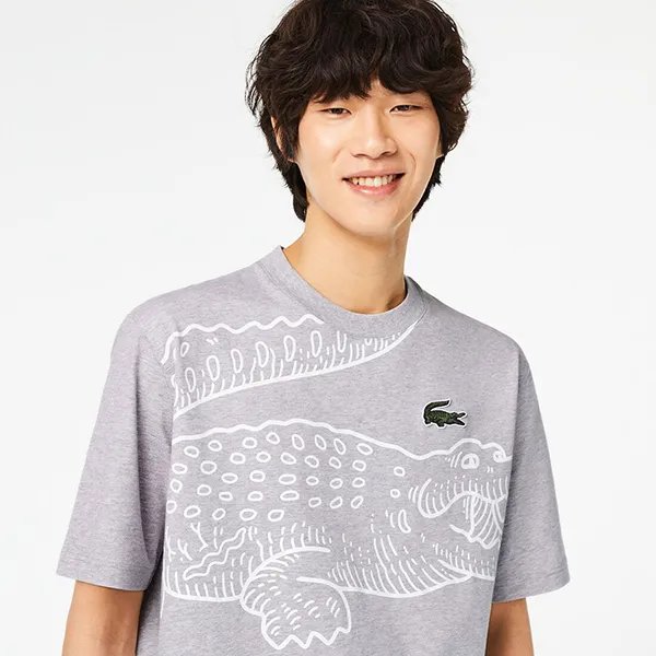 Áo Phông Nam Lacoste Men's Loose Fit Short Sleeve Tshirt TH5511-51-CCA Màu Xám Size 4
