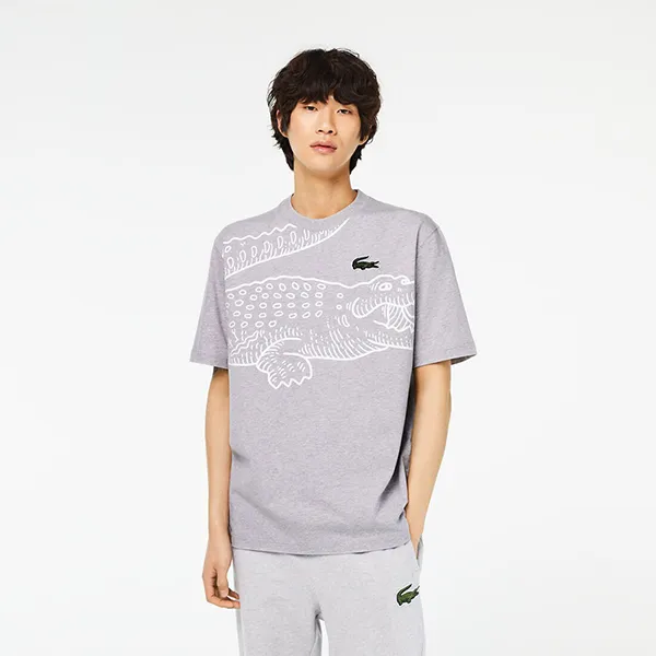 Áo Phông Nam Lacoste Men's Loose Fit Short Sleeve Tshirt TH5511-51-CCA Màu Xám Size 4