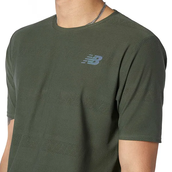 Áo Phông Nam New Balance Tshirt Q Speed Jacquard AMT13277NSE Màu Xanh Olive - Thời trang - Vua Hàng Hiệu
