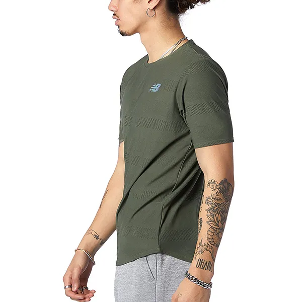 Áo Phông Nam New Balance Tshirt Q Speed Jacquard AMT13277NSE Màu Xanh Olive - Thời trang - Vua Hàng Hiệu