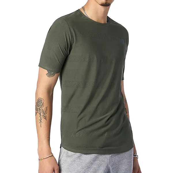 Áo Phông Nam New Balance Tshirt Q Speed Jacquard AMT13277NSE Màu Xanh Olive - Thời trang - Vua Hàng Hiệu