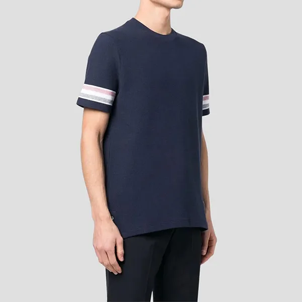 Áo Phông Nam Thom Browne RWB Stripe Printed Tshirt MJS204A J0046 415 Màu Xanh Navy