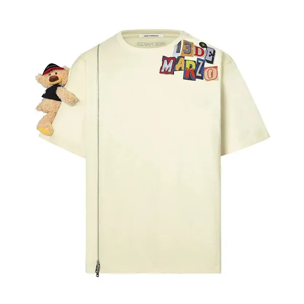 Áo Phông 13 De Marzo Clipping Logo Bear Zipper T-Shirt FR-JX-533-M-01 Màu Kem Size S